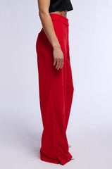 HEATED FLARE LEG SPLIT HEM STRETCH WOVEN TROUSER