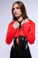 HERE FOR IT TIE FRONT CROP BLAZER