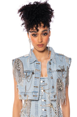 HOUDINI EMBELLISHED DENIM VEST