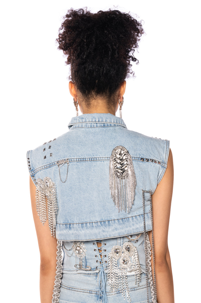 HOUDINI EMBELLISHED DENIM VEST