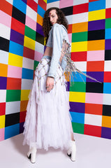 I AM ME CLYDE RAINBOW RHINESTONE CORD DENIM JACKET