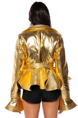 I GET IT HOW I LIVE IT METALLIC MOTO PUFFER