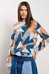 I SPY DENIM PATCHWORK OVERSIZED SHIRT