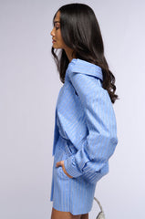 ICED OUT RHINESTONE STRIPE OFF THE SHOULDER POPLIN BLOUSE