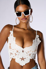 IN THE GARDEN VELVET BRALETTE TOP IN WHITE