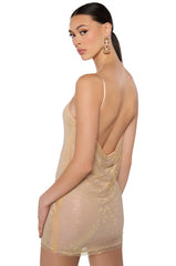IN THE NUDE RHINESTONE BACKLESS MINI DRESS
