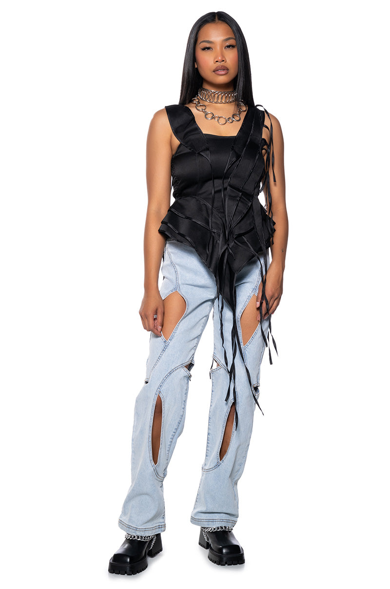 INTO THE NIGHT SATIN EFFECT SLEEVELESS BLOUSE