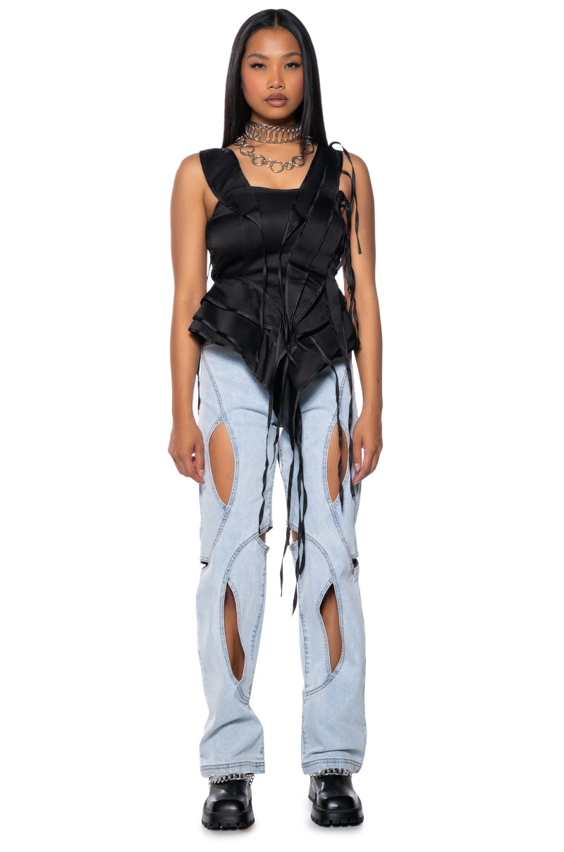 INTO THE NIGHT SATIN EFFECT SLEEVELESS BLOUSE