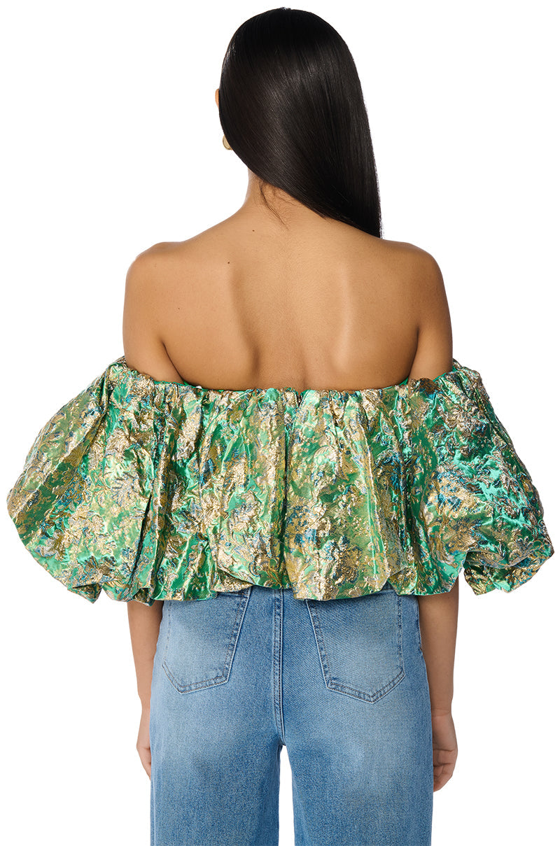 IRIS OFF THE SHOULDER BROCADE BLOUSE