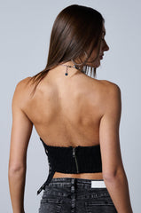 IVY PATCHWORK BELTED DENIM CORSET