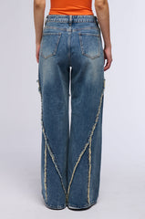 JUST A FEELING DISTRESSED DENIM PANT