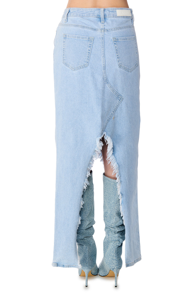 JUST WANNA DANCE HIGH LOW DENIM SKIRT