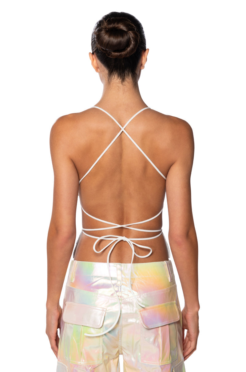 KAI EMBELLISHED BUTTERFLY CROP TOP