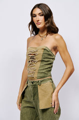 KILL THE LIGHTS DENIM CORSET TOP