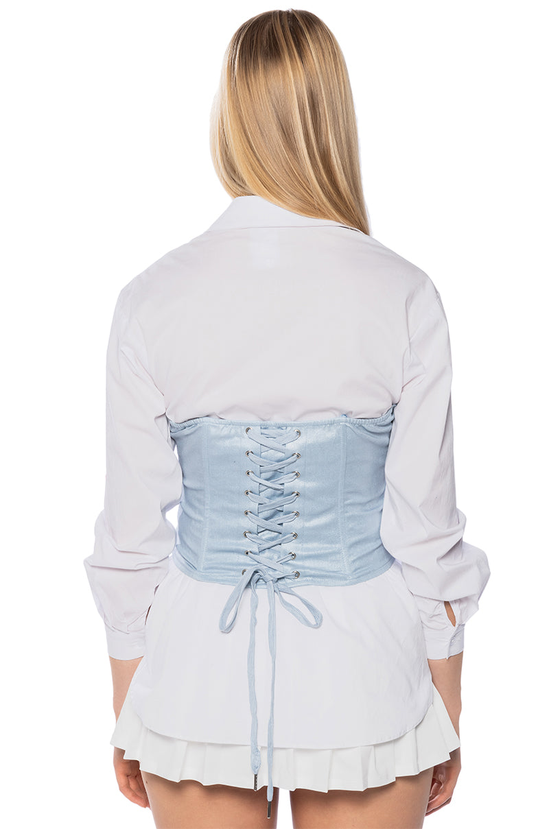 LADY LUCK COATED DENIM UNDERBUST CORSET