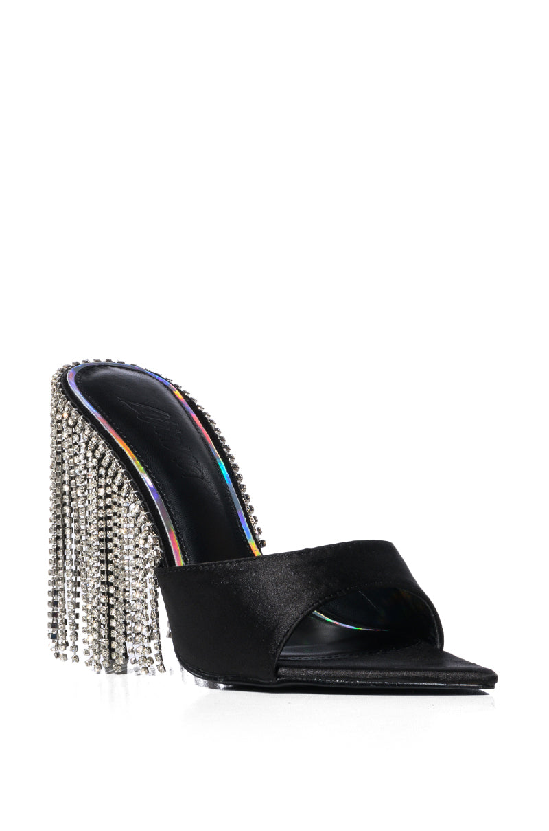 LAURENT BLACK DIAMOND DRIP HEEL SANDAL