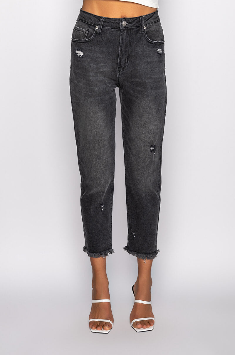 LEGEND HAS IT HIGH RISE DISTRESSED RELAXED FIT JEANS