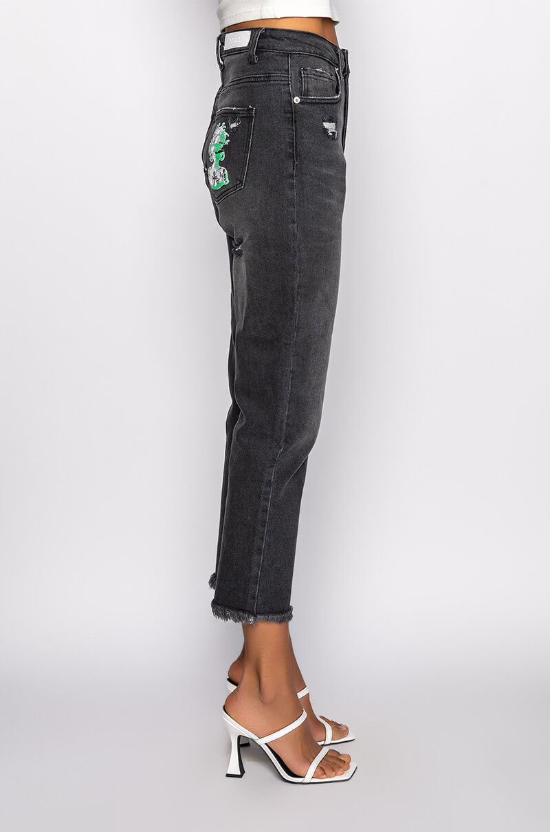 LEGEND HAS IT HIGH RISE DISTRESSED RELAXED FIT JEANS