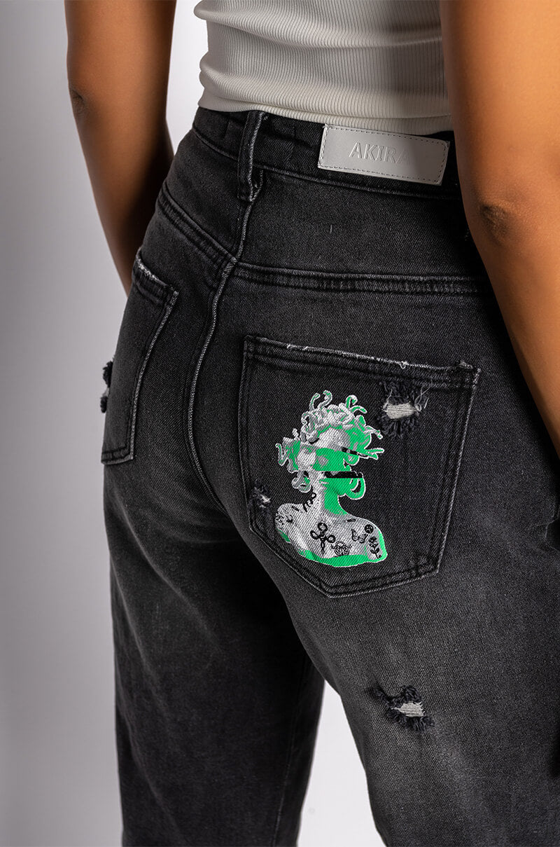 LEGEND HAS IT HIGH RISE DISTRESSED RELAXED FIT JEANS