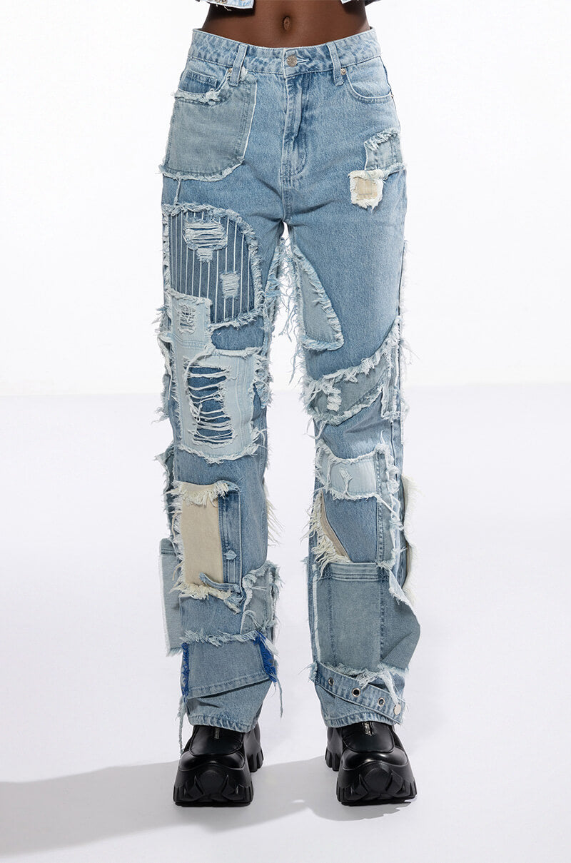 LEON PATCHWORK HIGH RISE JEANS