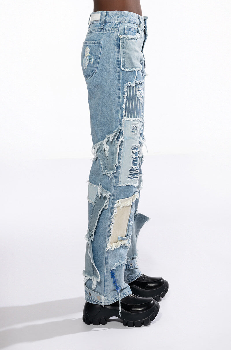 LEON PATCHWORK HIGH RISE JEANS