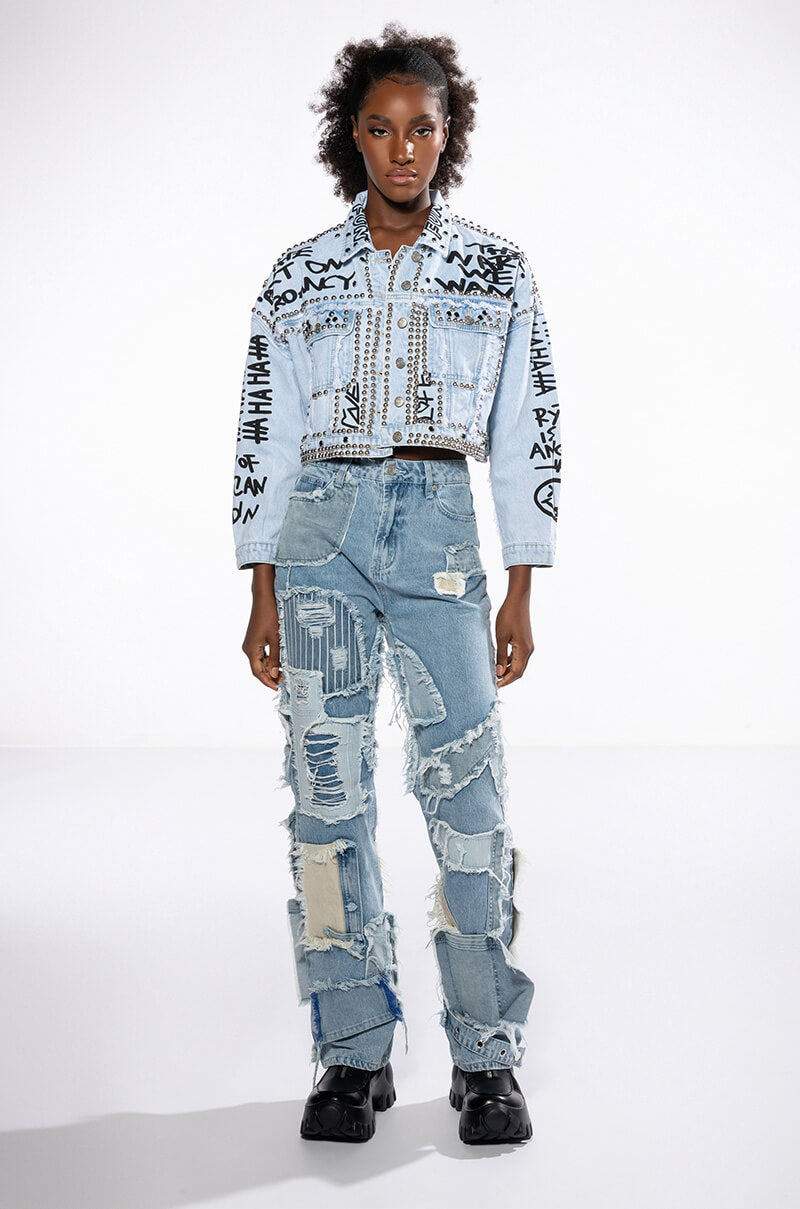 LEON PATCHWORK HIGH RISE JEANS