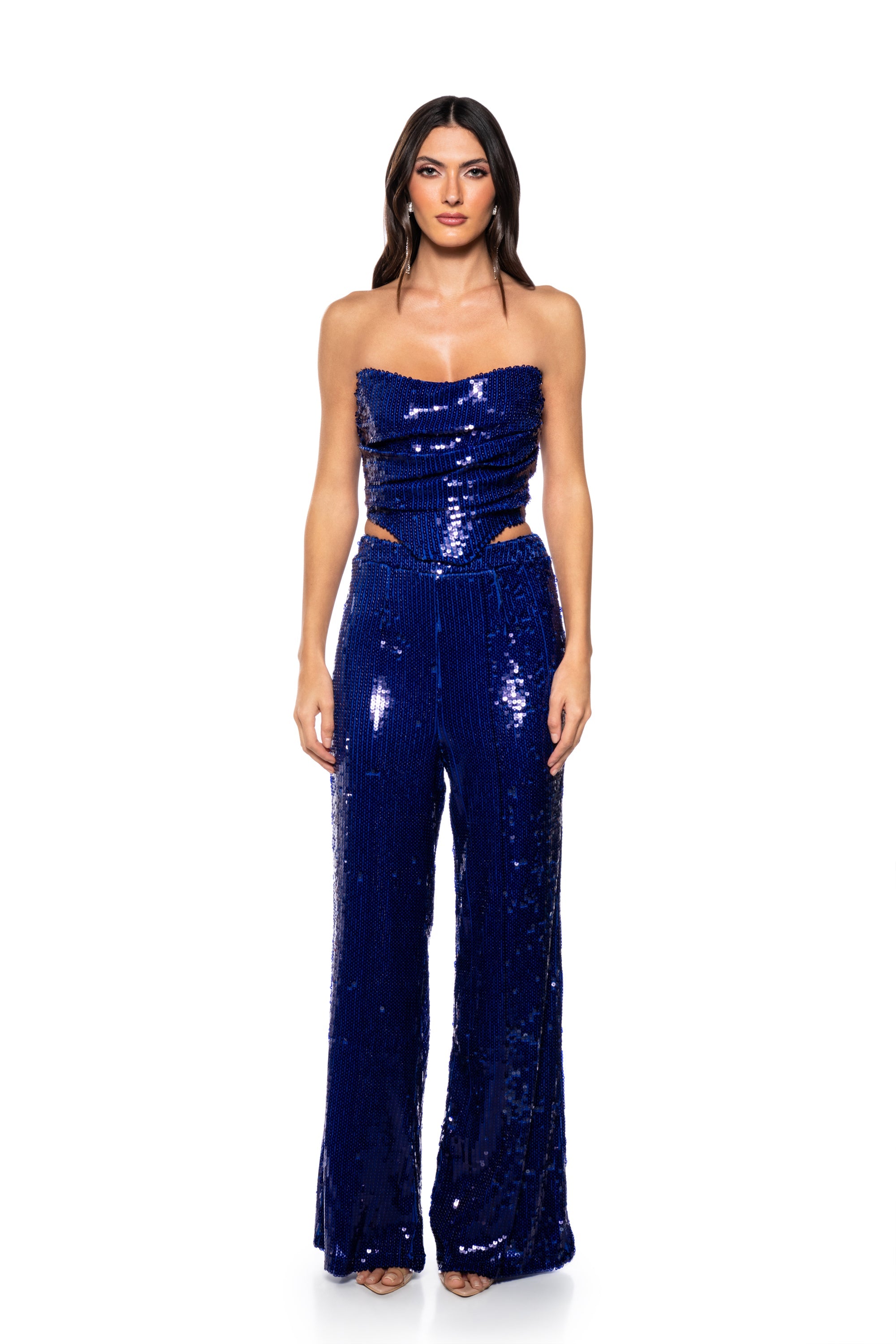 LIFE IS A STAGE SEQUIN WIDE LEG TROUSER