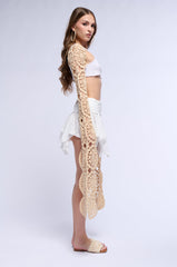 LONG SLEEVE CROCHET BOLERO IN BEIGE