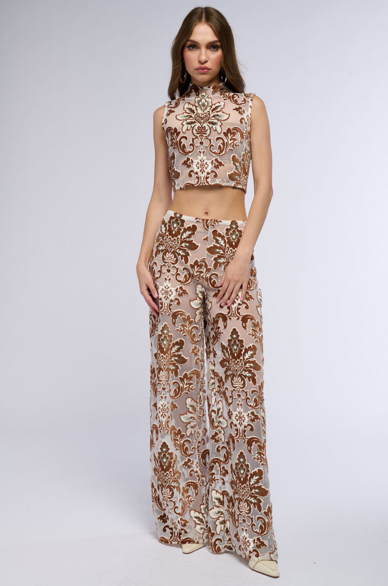 LOTUS MESH FLARE PANTS