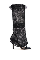 LOVEY DOVEY BLACK LACE GLADIATOR STILETTO SANDAL
