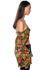 THE CROWN JEWEL CROPPED BROCADE SLEEVE BLOUSE