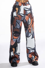 MAIN SQUEEZE PRINTED SCUBA WIDE LEG JOGGER