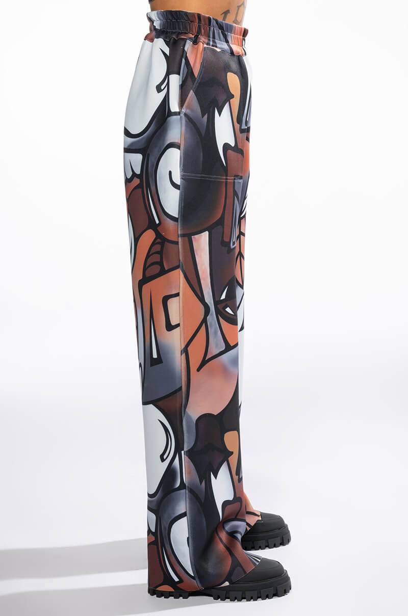 MAIN SQUEEZE PRINTED SCUBA WIDE LEG JOGGER