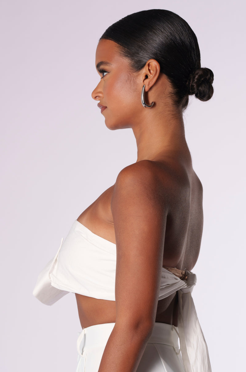 MEANT FOR BUSINESS COLLARED POPLIN BRA TOP