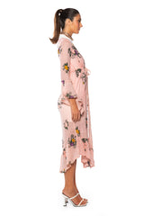 MISS HONEY LONG SLEEVE FLORAL DUSTER SWEATER