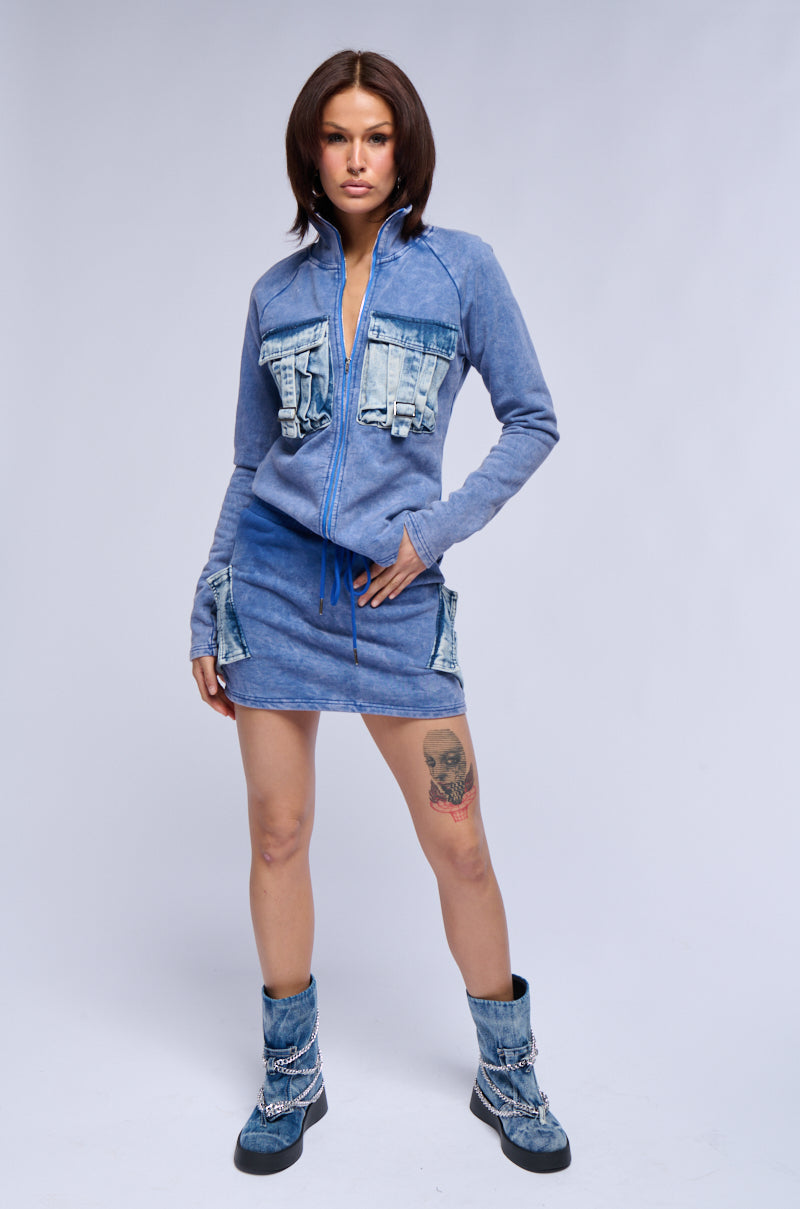 MISS POPULAR PATCH POCKET KNIT MINI SKIRT