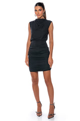 MYLAH MOCK NECK DRAPED MINI DRESS