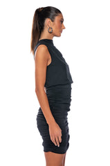 MYLAH MOCK NECK DRAPED MINI DRESS