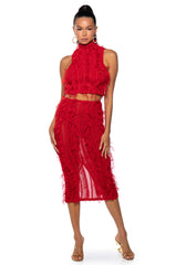 NAOMI MESH BODYCON MIDI SKIRT