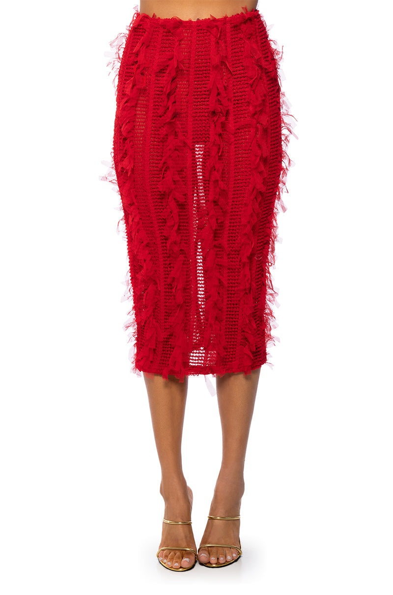 NAOMI MESH BODYCON MIDI SKIRT