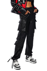 NEXT PLEASE CARGO FAUX LEATHER PANT