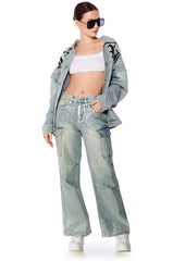 ODIN METALLIC DENIM CARGO PANT