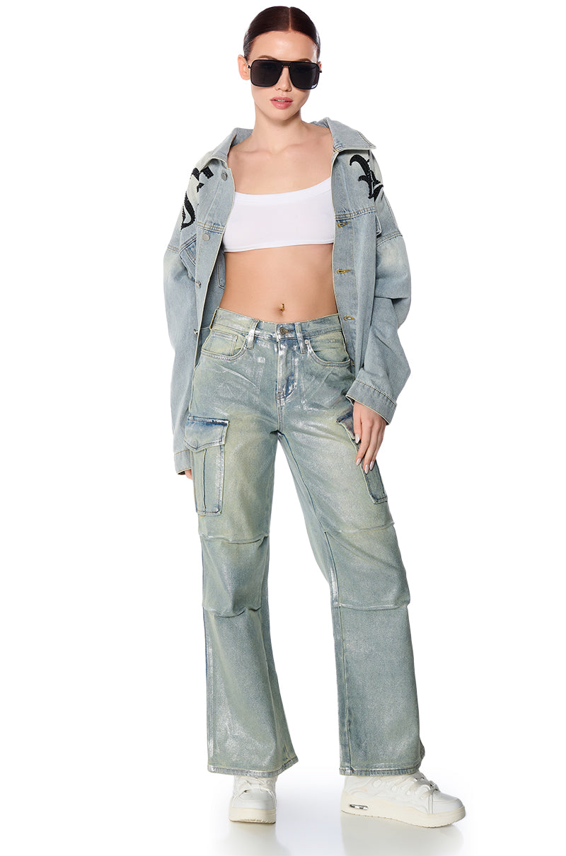 ODIN METALLIC DENIM CARGO PANT