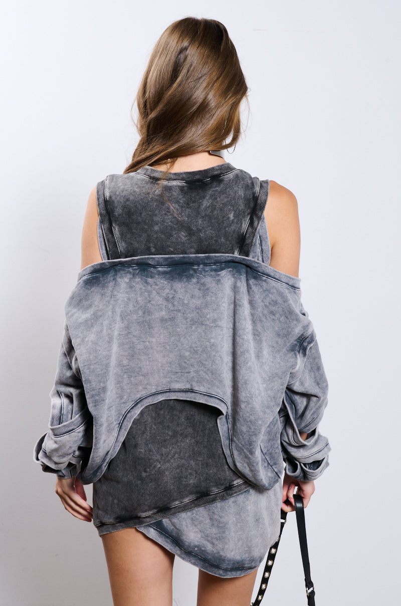 OFF DUTY MINERAL WASH SWEATSHIRT DRESS