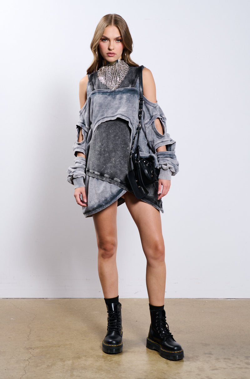 OFF DUTY MINERAL WASH SWEATSHIRT DRESS