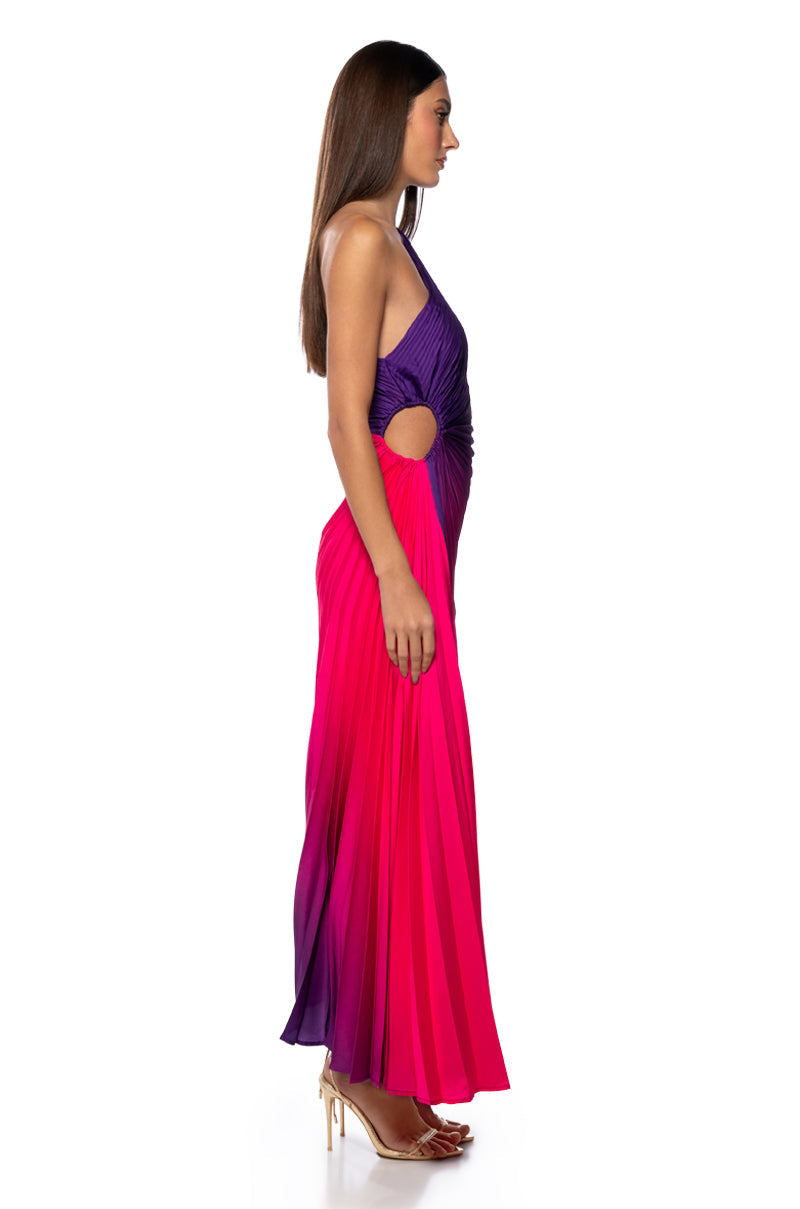 ON MY OWN WAVE OMBRE ONE SHOULDER MAXI DRESS