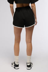 ON POINT STRIPED MINI SHORTS IN BLACK
