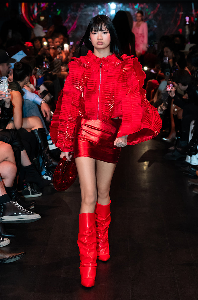 ONE NIGHT RUFFLE ZP UP BOMBER