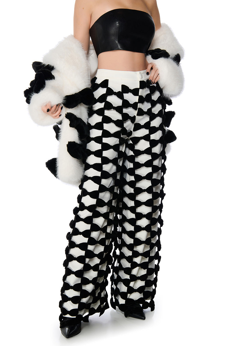 OPAL ALL OVER BOW DETAIL WIDE LEG PANT