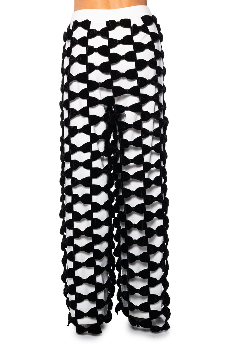 OPAL ALL OVER BOW DETAIL WIDE LEG PANT